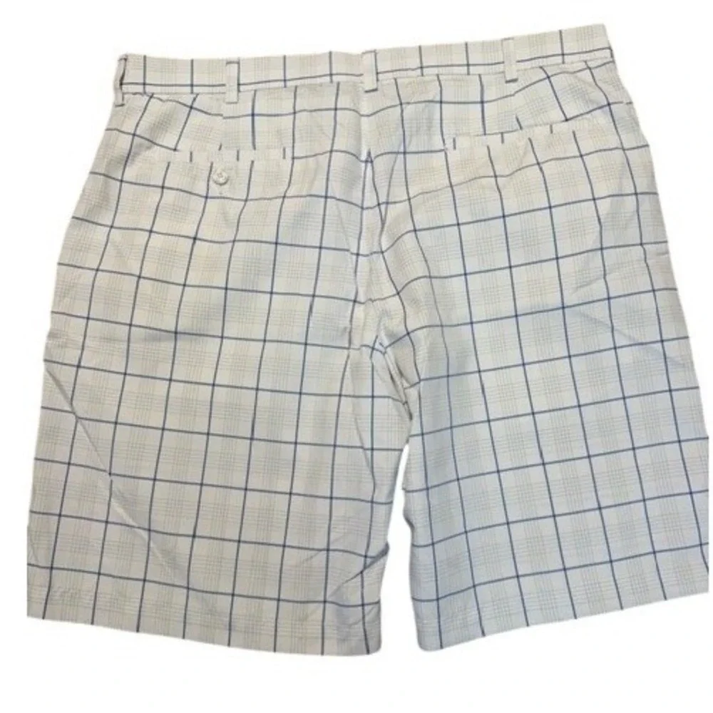 PGA Tour Mens White Blue Windowpane Plaid Golf Shorts Size‎ 38 Polyester